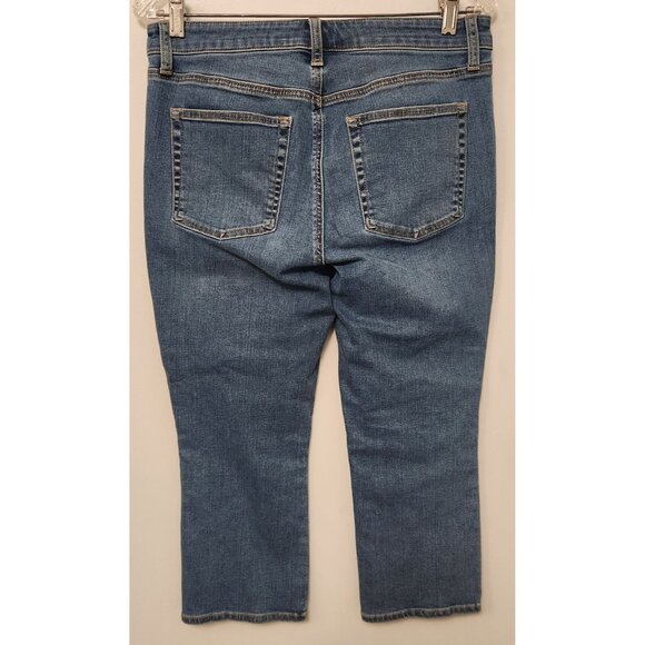 Talbots Jeans Womens 8P Petites Mid-Rise Crop Flare Medium Wash Blue Denim EUC - Picture 2 of 15